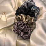 Formastyles metallic shade scrunchies in 4 shade silver, black, golden and lavender